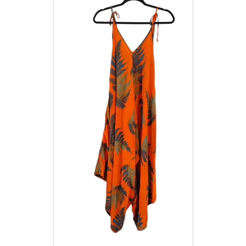 Tropical Orange and Black Jumpsuit - Picture 3 of 3